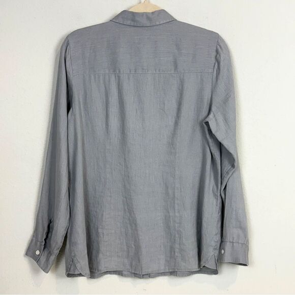 J. Jill Grey Linen Button Down Shirt S - Picture 4 of 8